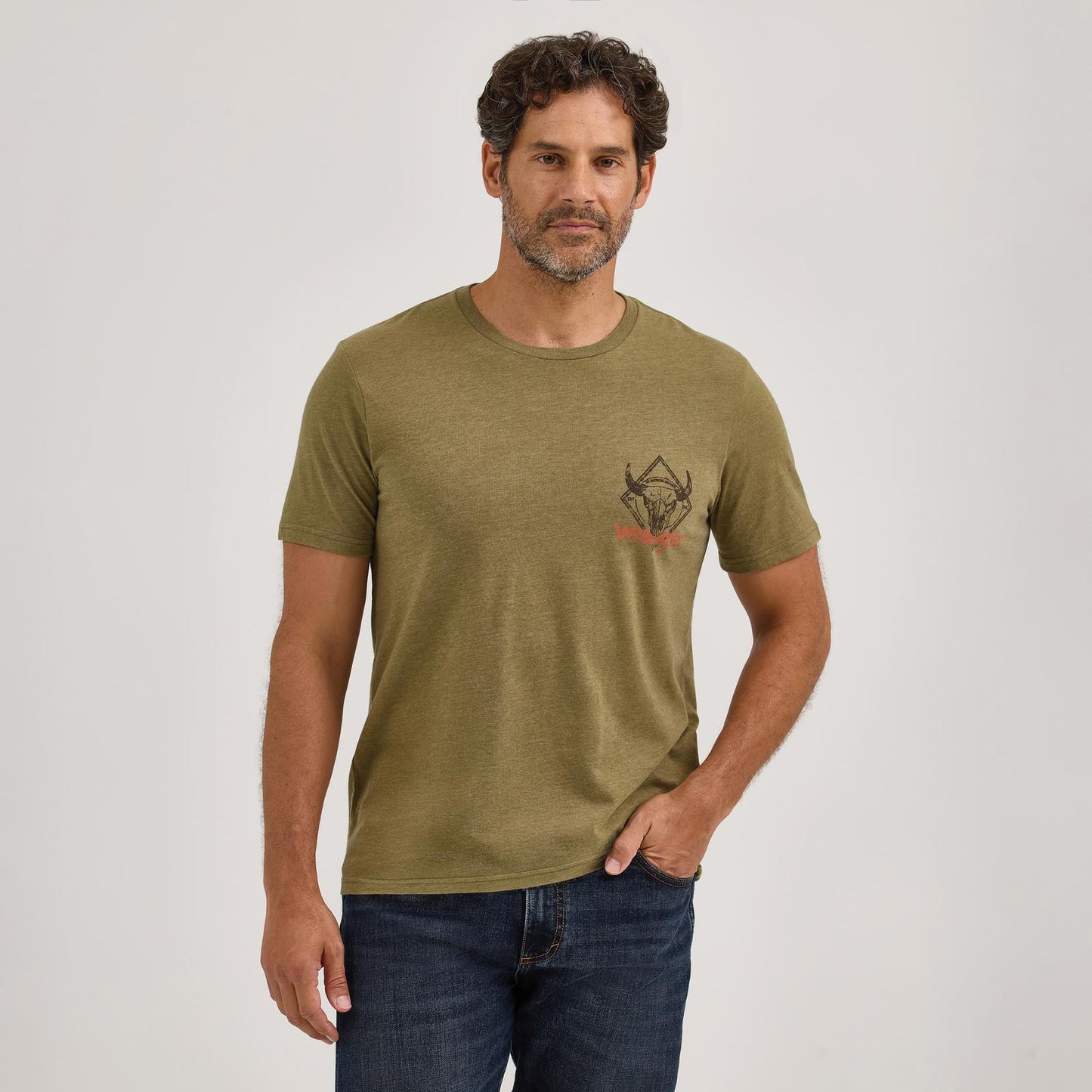 Wrangler® Graphic Short Sleeve T-shirt - Regular Fit - Burnt Olive Heather 112365675 T Shirt Wrangler