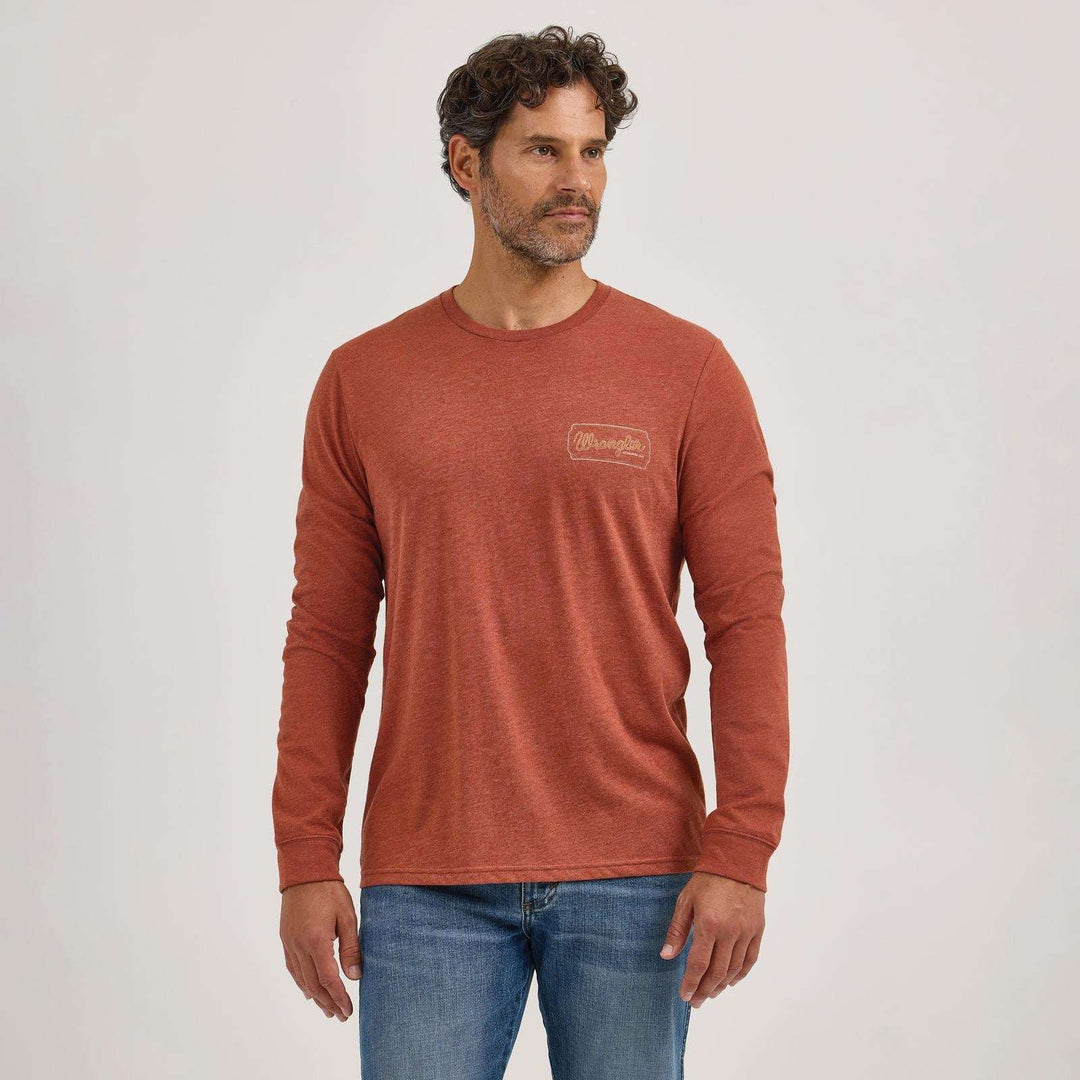 Wrangler® Graphic Long Sleeve T-shirt - Regular Fit - Henna Heather 112365696 T Shirt Wrangler