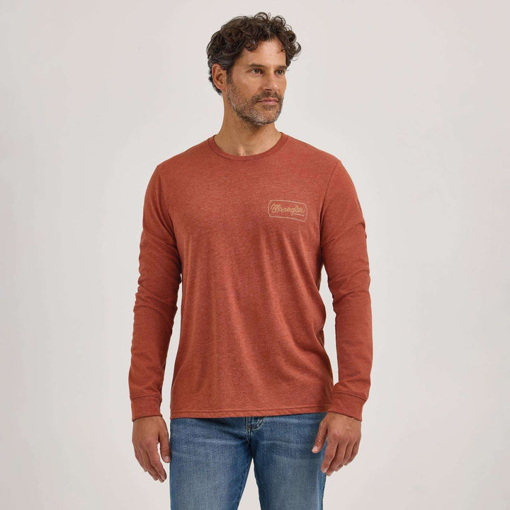 Wrangler® Graphic Long Sleeve T-shirt - Regular Fit - Henna Heather 112365696 T Shirt 20% off Wrangler Wrangler