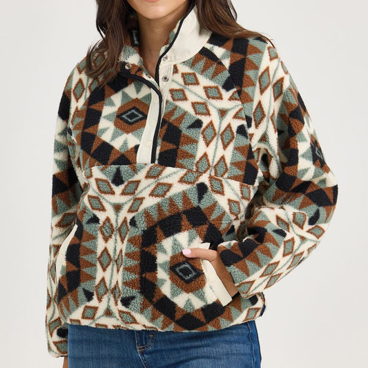 Wrangler Retro® Western Vintage Sherpa Snap Pullover - Green 112367340 Pullover Wrangler