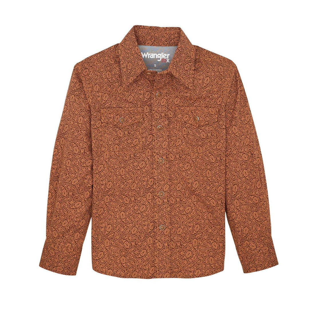 Boys 20X Advanced Comfort Long Sleeve Shirt - Rustic Brown 112367916 Shirt boys Wrangerkids Wrangler Wrangler