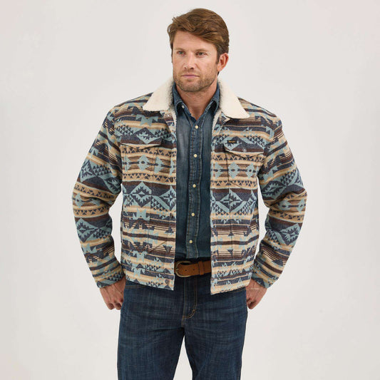 Wrangler® Jacquard Jacket - Sherpa Lined - Dark Sapphire 112368212 Coats & Jackets Wrangler