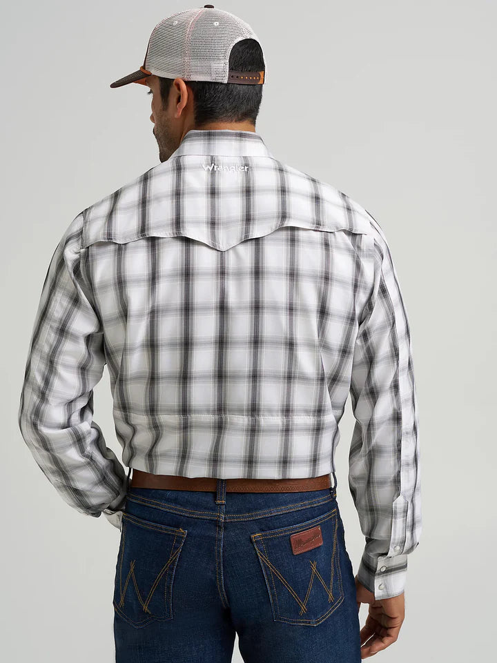 Wrangler® Performance Long Sleeve Shirt - Snaps - Gray/Violet 112368291 Shirt Men's Wrangler Wrangler