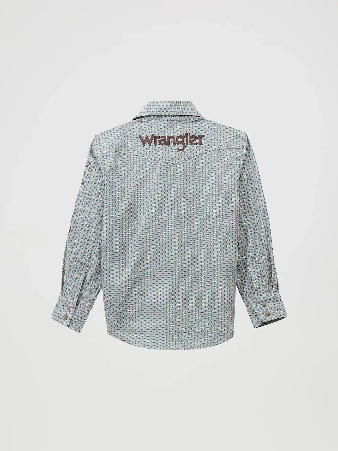 Boys Logo Long Sleeve Shirt - Grey/Blue 112369433 Shirt Wrangler