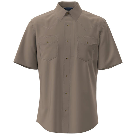Wrangler® Performance Short Sleeve Shirt - Snaps - Tan 112369444 Shirts & Tops Wrangler