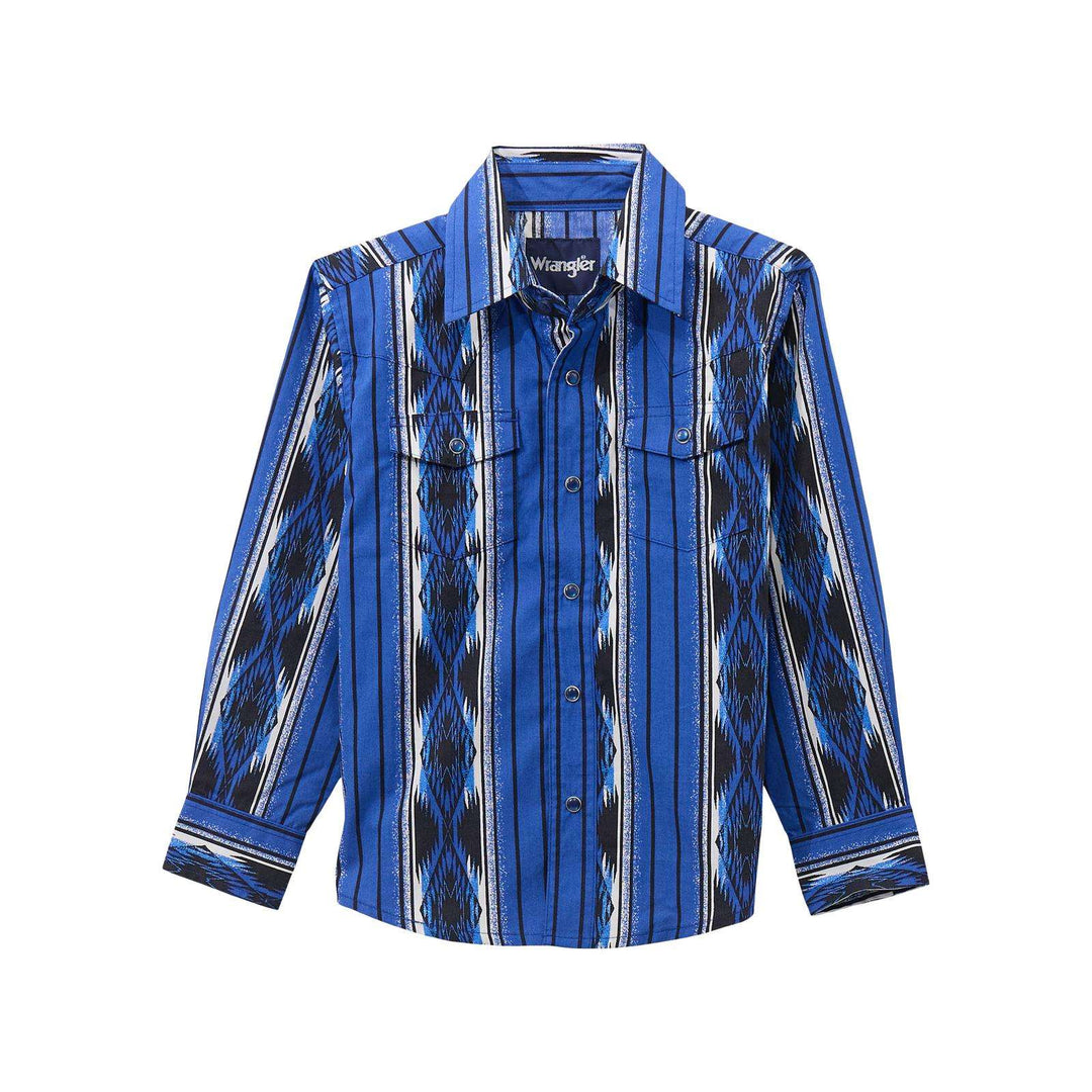 Boys Checotah Long Sleeve Shirt - Blue Multi 112369458 Shirt Wrangler