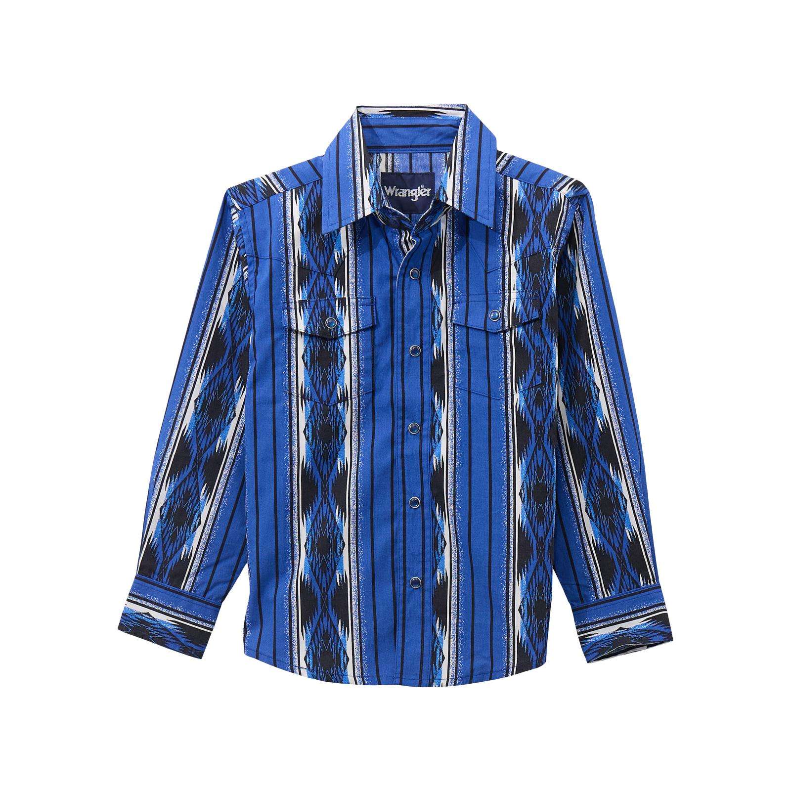 Boys Checotah Long Sleeve Shirt - Blue Multi 112369458 Shirt Wrangler