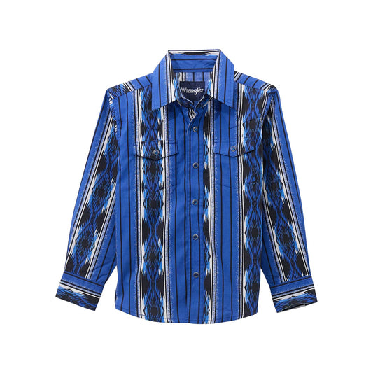 Boys Checotah Long Sleeve Shirt - Blue Multi 112369484 Shirt Wrangler