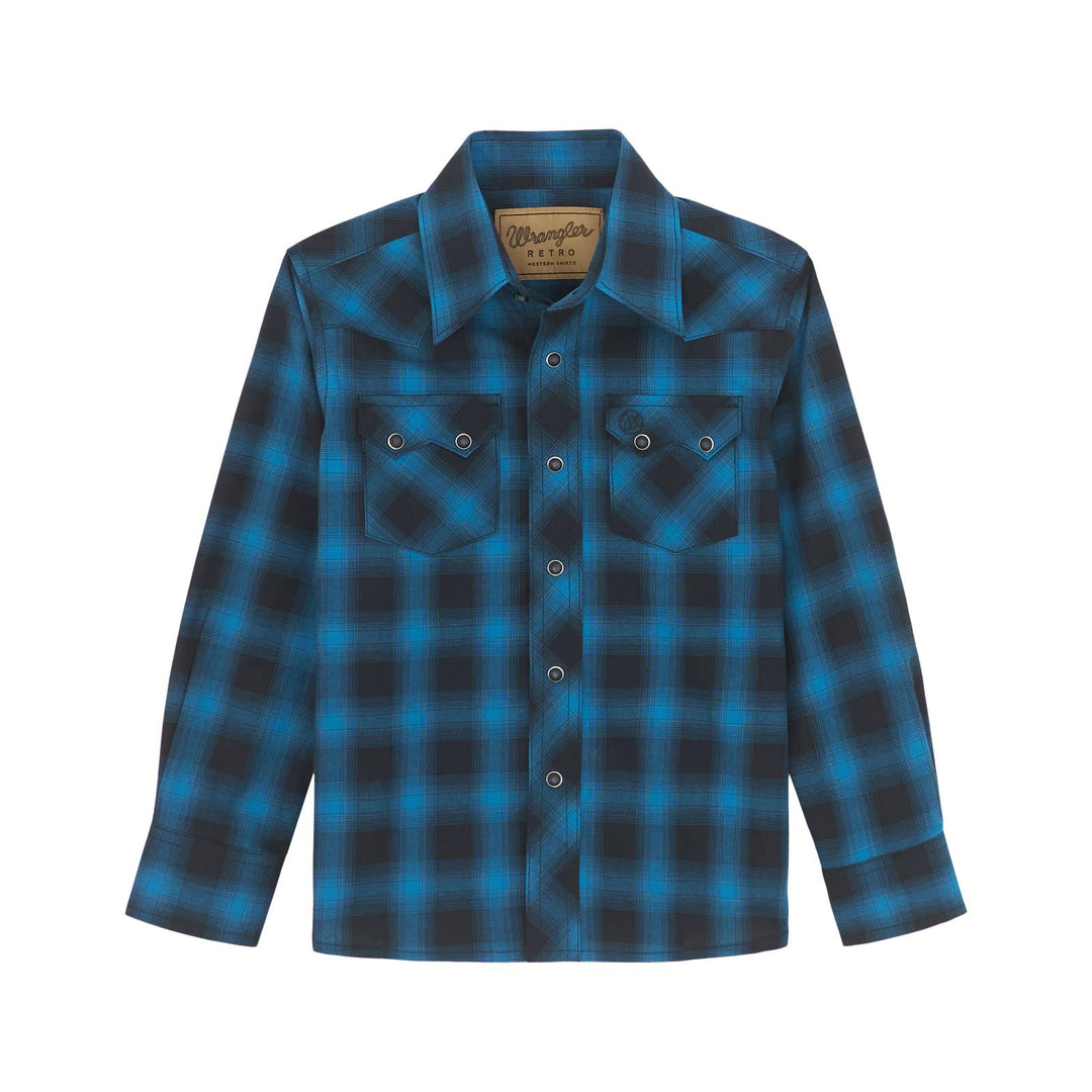 Boys Wrangler Retro® Long Sleeve Shirts - Black/Teal 112369559 Shirt Wrangler