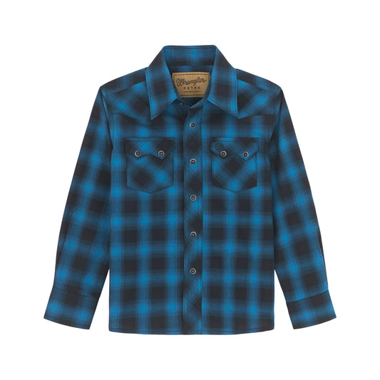 Boys Wrangler Retro® Long Sleeve Shirts - Black/Teal 112369559 Shirt Wrangler