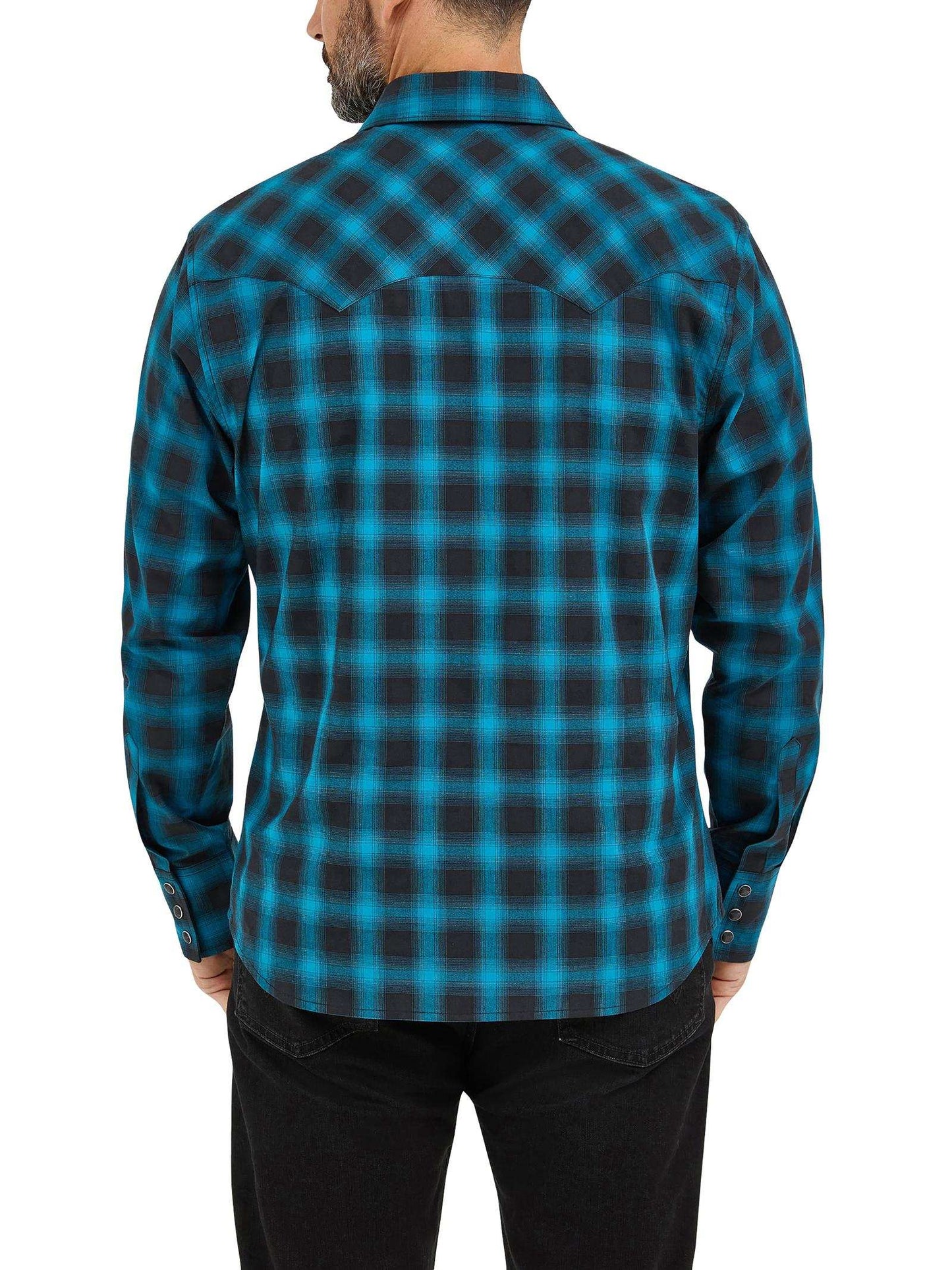 Wrangler Retro® Long Sleeve Shirt - Modern Fit - Black/Blue 112369565 Shirt Wrangler
