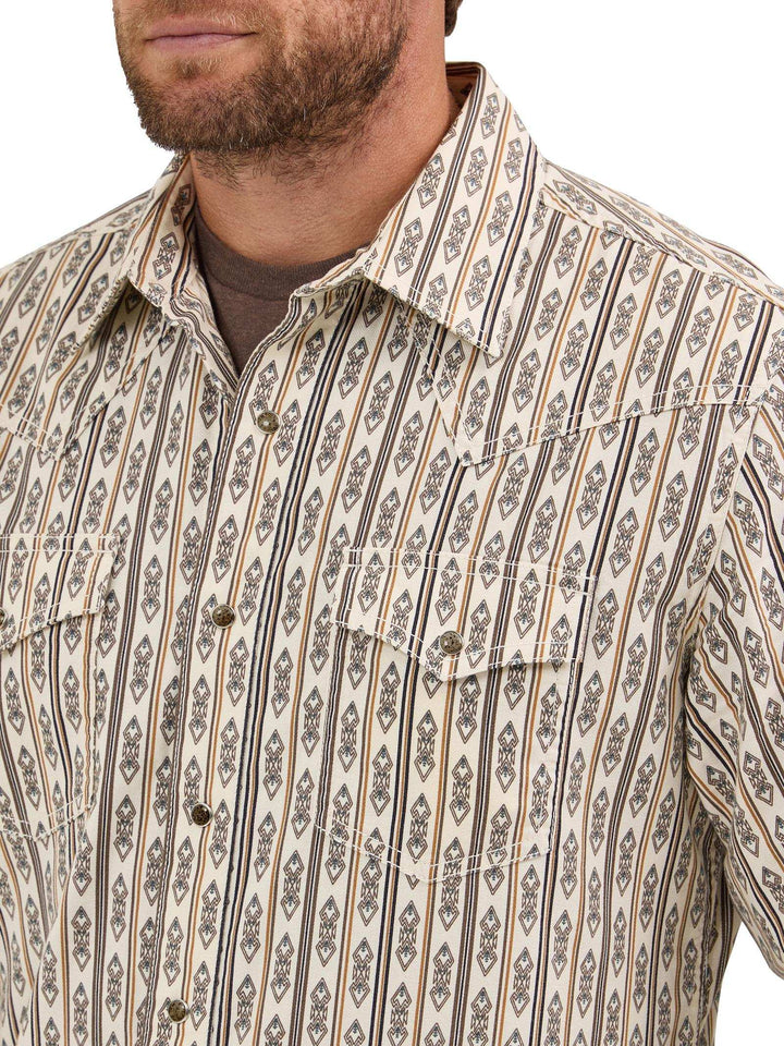 Wrangler Retro® Long Sleeve Shirt - Modern Fit - Antique White Multi 112369843 Shirt Wrangler