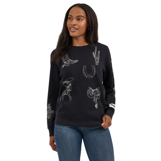 Wrangler Retro® Punchy Crew Sweatshirt - Black 112371617 Sweatshirt Wrangler