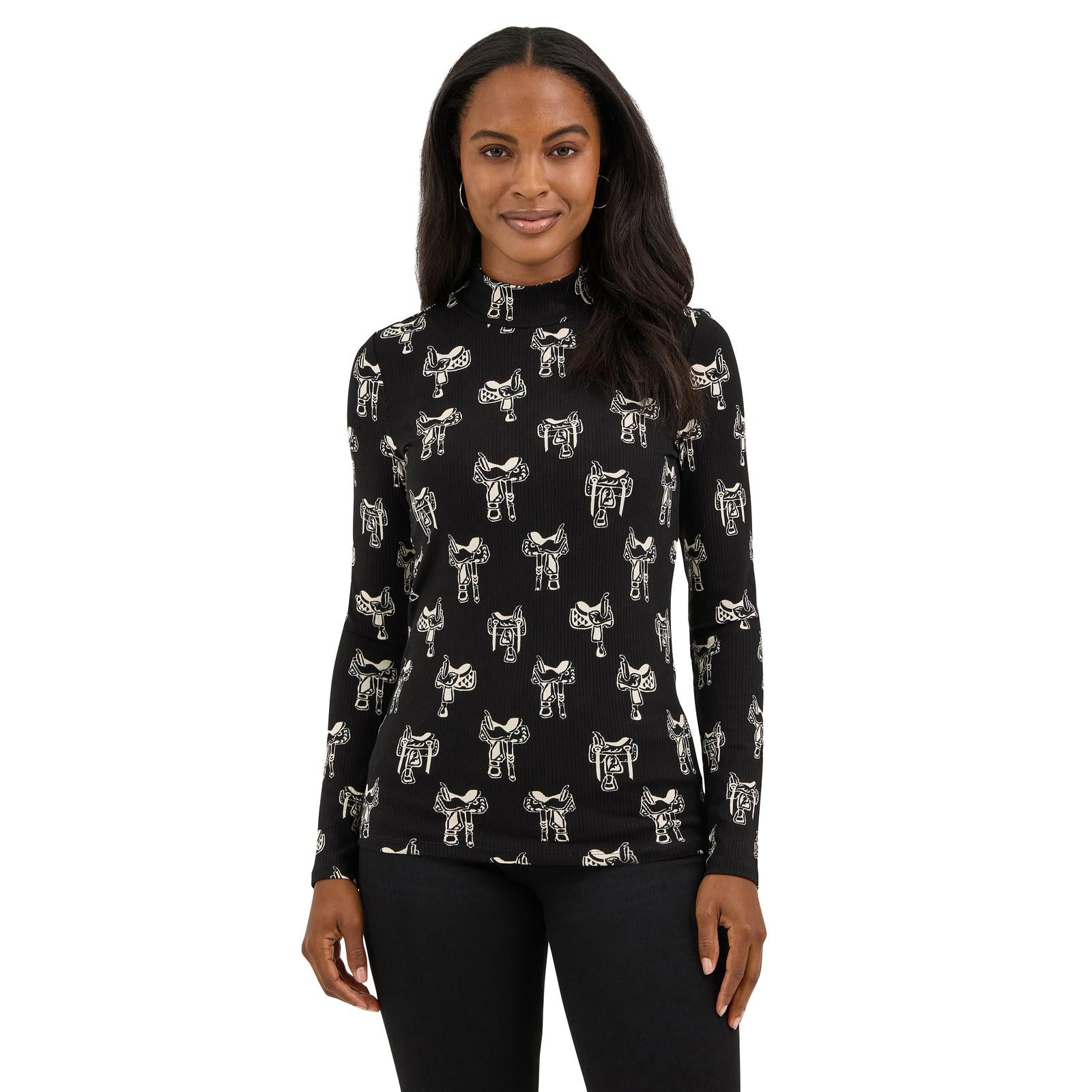Wrangler Retro® Punchy Mock Neck Knit - Black 112371630 Shirts Wrangler