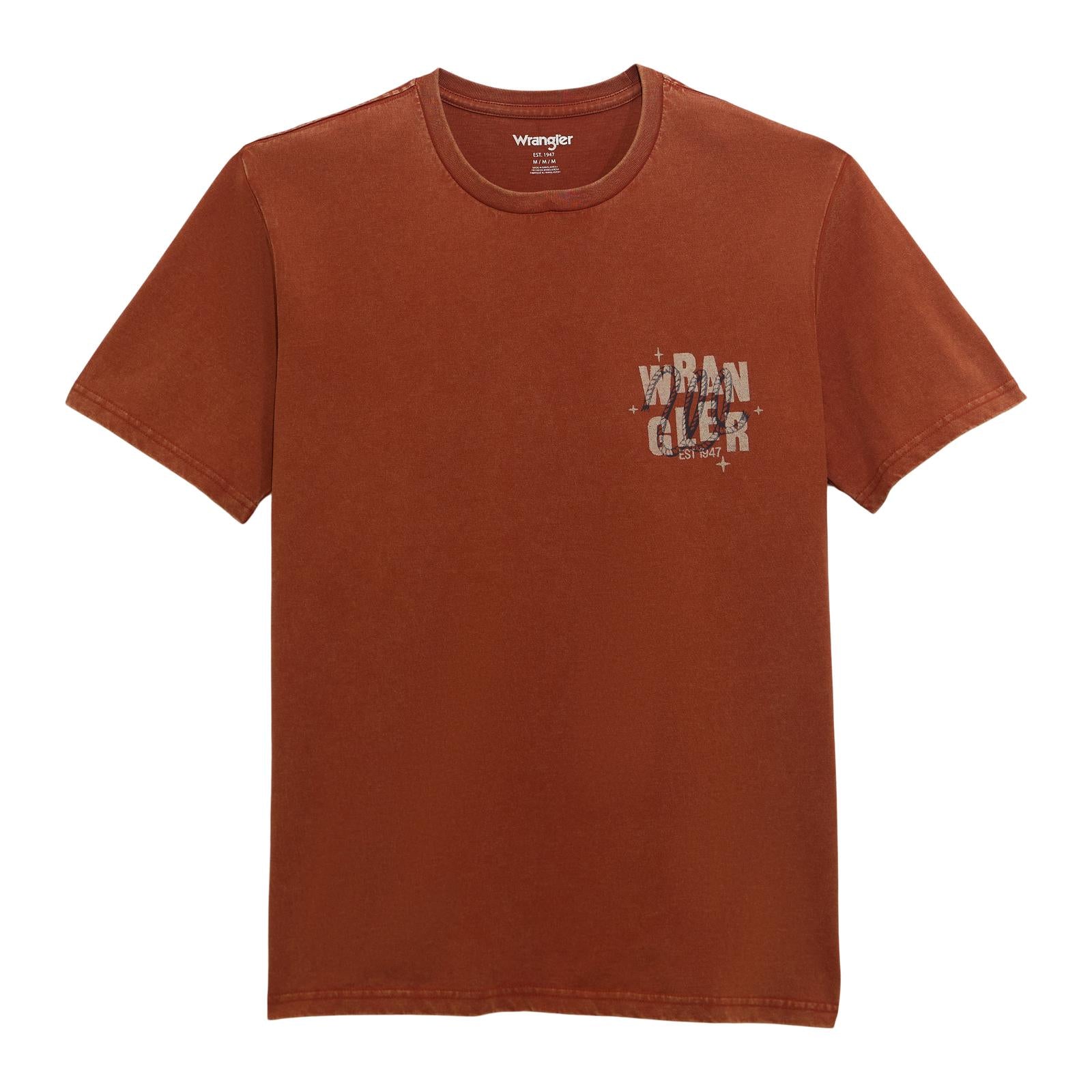 Wrangler® Graphic Short Sleeve T-Shirt - Regular Fit - Brandy Brown 112372849 T Shirt Wrangler