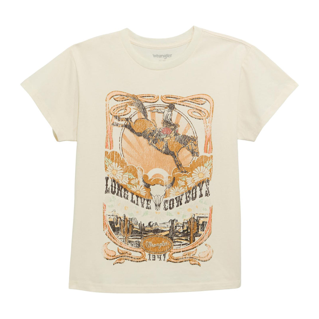 Wrangler® Short Sleeve Retro T-Shirt - Regular Fit - Egret 112372989 T Shirt Women's Wrangler Wrangler