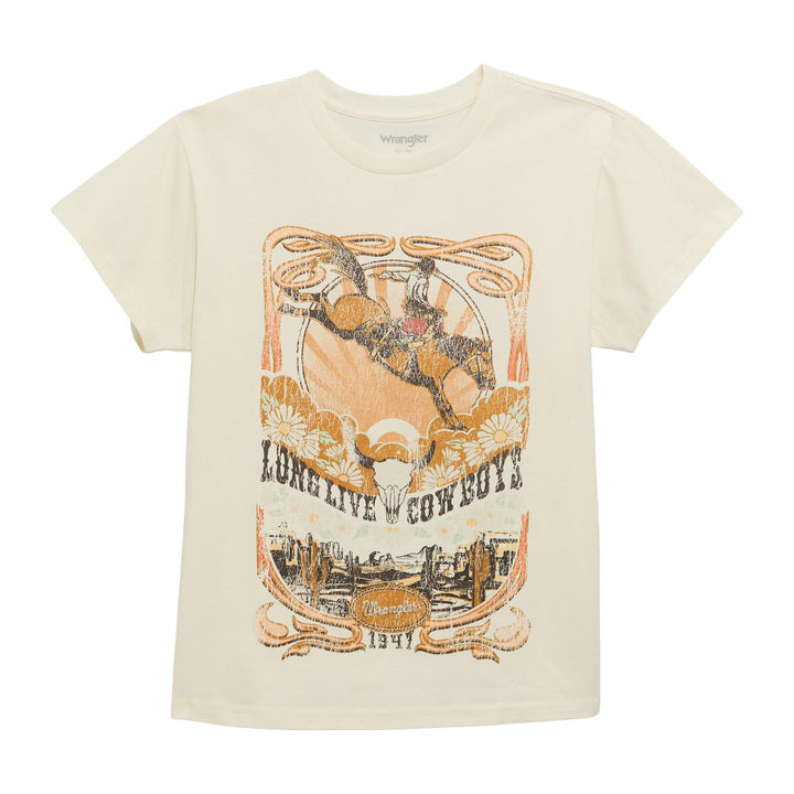 Wrangler® Short Sleeve Retro T-Shirt - Regular Fit - Egret 112372989 T Shirt Women's Wrangler Wrangler