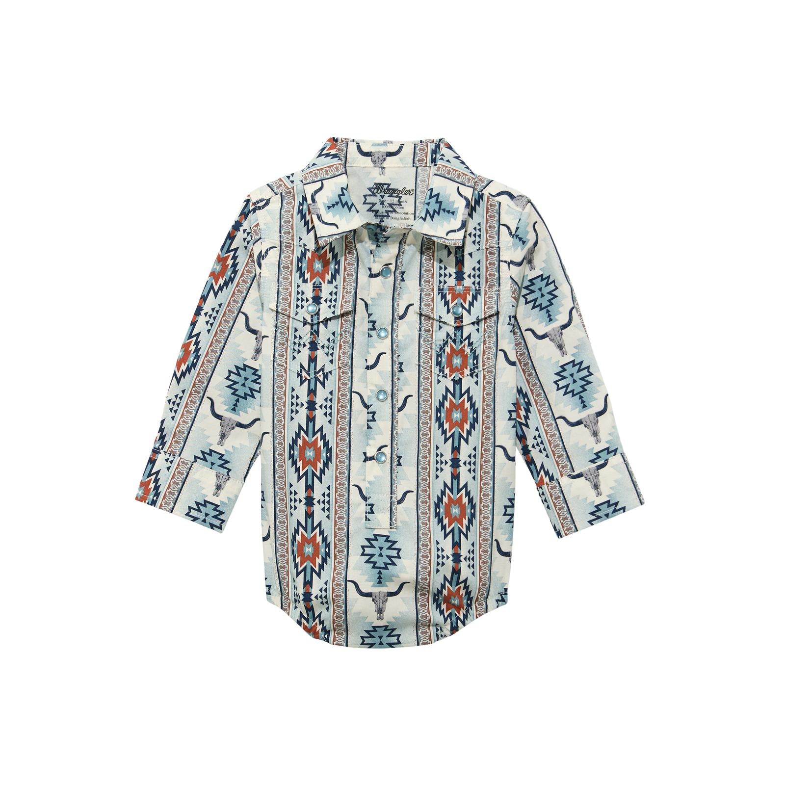 Wrangler® Baby Boy Long Sleeve Bodysuit - Brown Multi 112374326 Baby & Toddler Wrangler