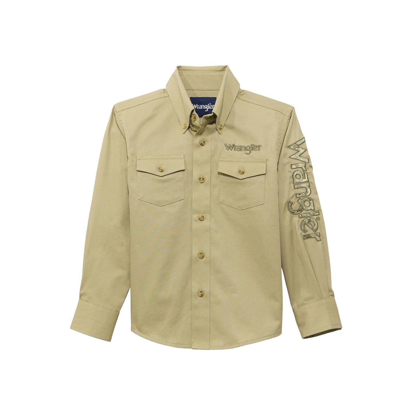 Boys Logo Long Sleeve Shirt - Brown 112374833 Shirt Wrangler