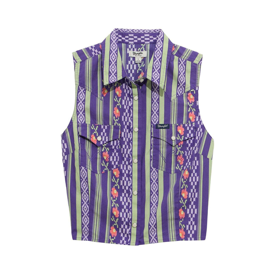 Wrangler Retro® Punchy Sleeveless Snap Shirt - Purple 112375054 Shirt Women's Wrangler Wrangler