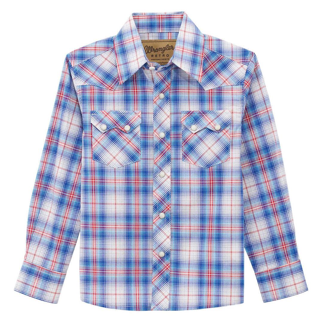 Boys Wrangler Retro® Long Sleeve Shirt Blue/Red | 112378922 Shirt boys Long Sleeve Shirt Snap Shirt Wrangler Wrangler