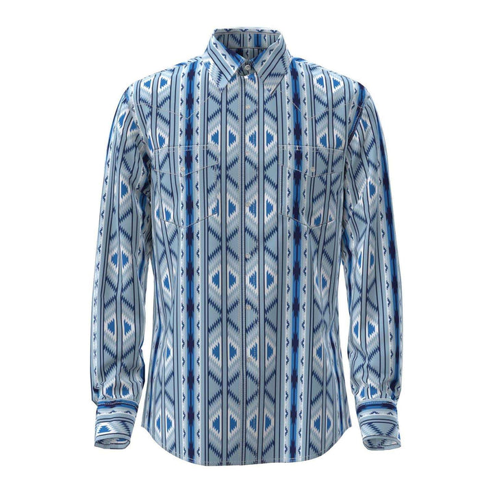 Checotah® Dress Western Long Sleeve Shirt Classic Fit Blue | 112379225 Shirt Long Sleeve Men's Shirt Snap Shirt Wrangler Wrangler