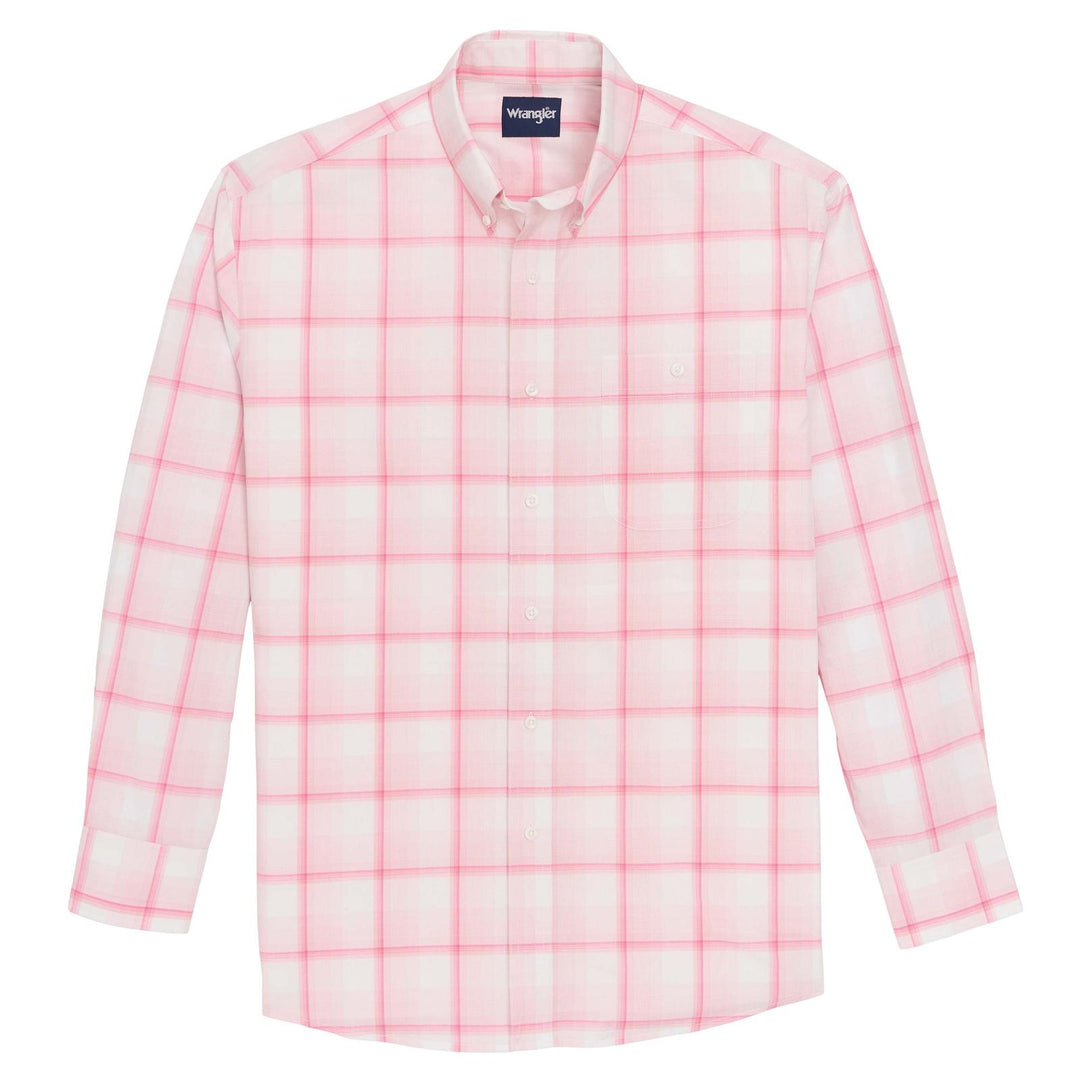 Wrangler® Bucking Cancer Long Sleeve Shirt - White/Pink - 112379235 Shirt Button Up Long Sleeve Men's Wrangler Wrangler