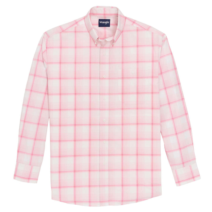 Wrangler® Bucking Cancer Long Sleeve Shirt - White/Pink - 112379235 Shirt Button Up Long Sleeve Men's Wrangler Wrangler