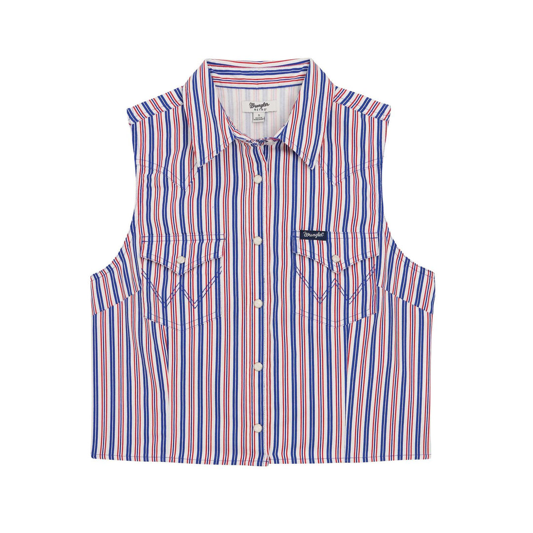 Wrangler Retro® Americana Sleeveless Snap Shirt White | 112379486 Shirt Sleeveless Snap Shirt Women's Wrangler Wrangler