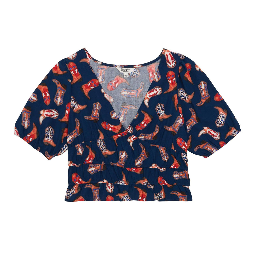 Wrangler Retro® Americana Dress Set Blouse - Blue - 112379488 Shirt blouse Cropped Short Sleeve Women's Wrangler Wrangler