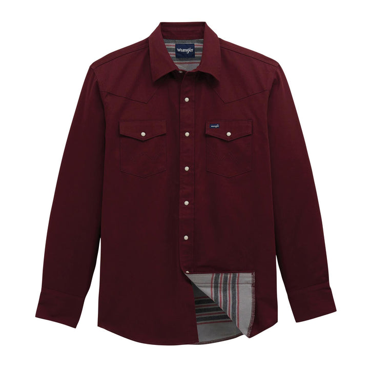 Wrangler® Flannel Lined Workshirt - Classic Fit - Red/Grey - 112381691 Shirt Long Sleeve Men's Snap Shirt Wrangler Wrangler