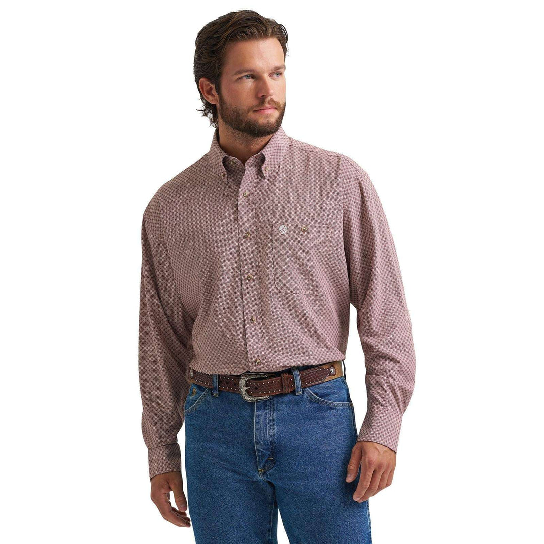 Wrangler® George Strait Collection Performance One Pocket Long Sleeve Shirt - Relaxed Fit - Rust - 112381955 Shirt Button Down Long Sleeve Men's Shirt Wrangler Wrangler