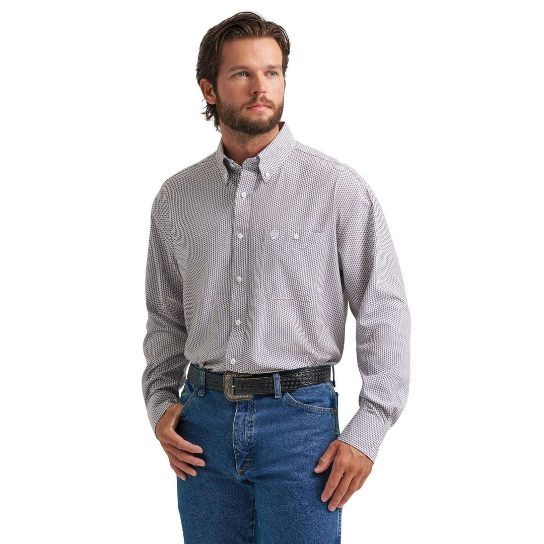 Wrangler® George Strait Collection Performance One Pocket Long Sleeve Shirt - Relaxed Fit - Blue - 112381963 Shirt Button Down Long Sleeve Men's Shirt Wrangler Wrangler