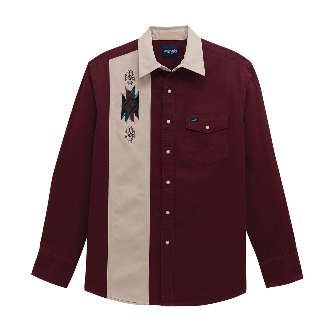 Wrangler® Vintage Inspired Long Sleeve Shirt - Classic Fit - Red - 112382000 Shirt Long Sleeve Shirt Snap Shirt Wrangler Wrangler