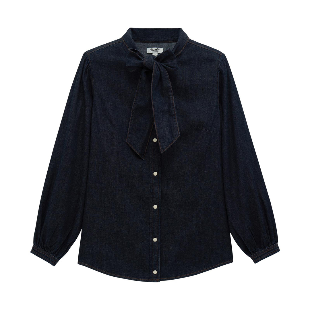 Wrangler Retro® Punchy Denim Bow Snap Shirt - Denim - 112382509