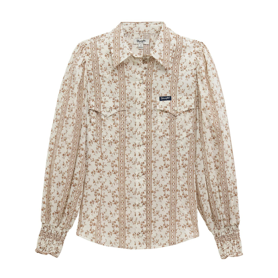 Wrangler Retro® Americana Western Puff Sleeve Blouse - White - 112382517