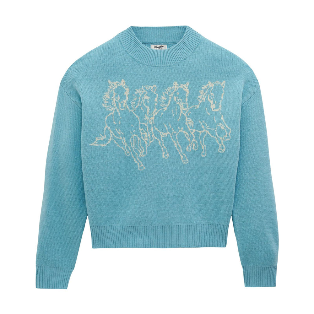 Wrangler Retro® Americana Sweater Crew - Blue - 112382589 Sweater Long Sleeve Sweater Women's Women’s Clothing Wrangler Wrangler