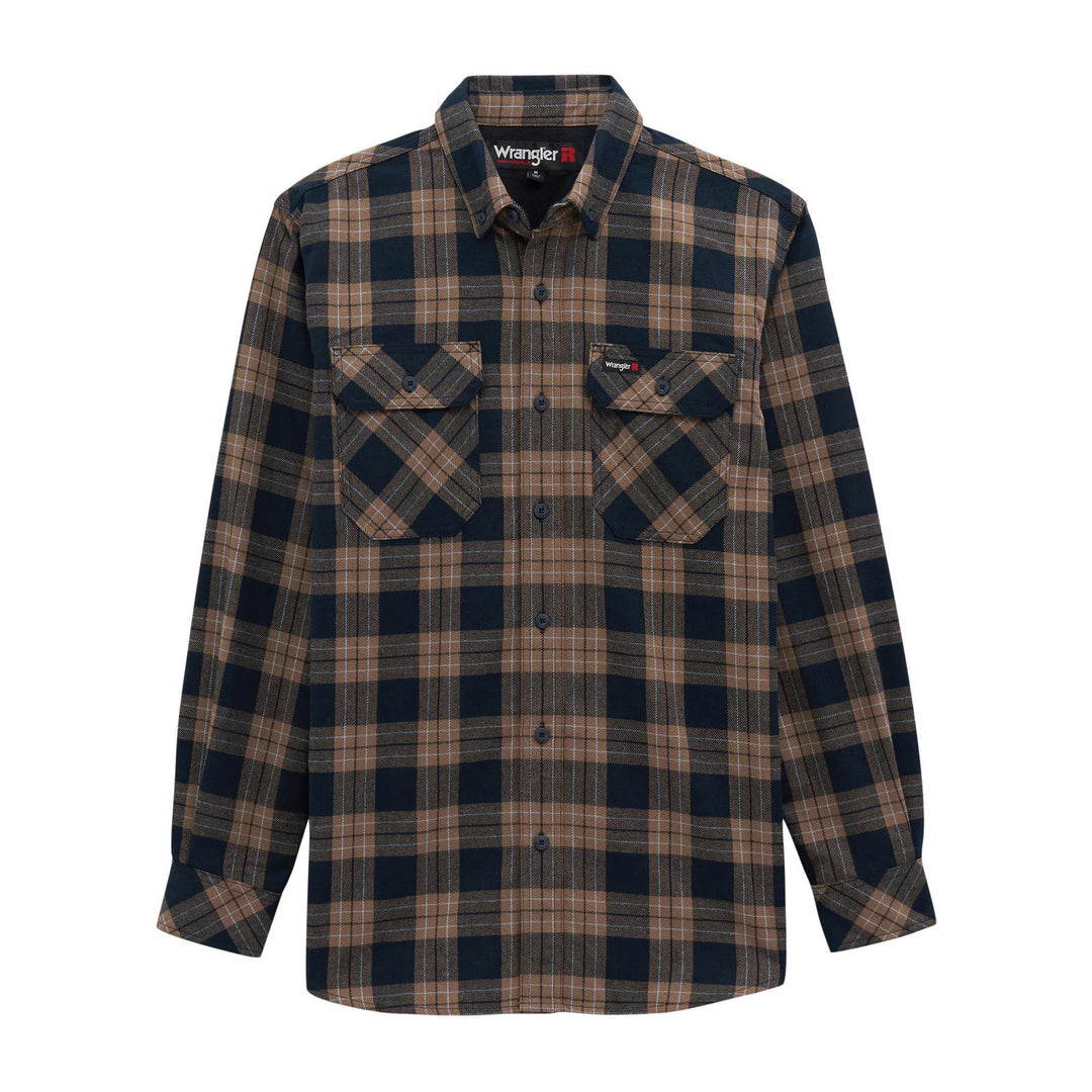 Wrangler® Riggs Workwear® Foreman Flannel Plaid Long Sleeve Work Shirt - Regular Fit - Navy Plaid - 112382646