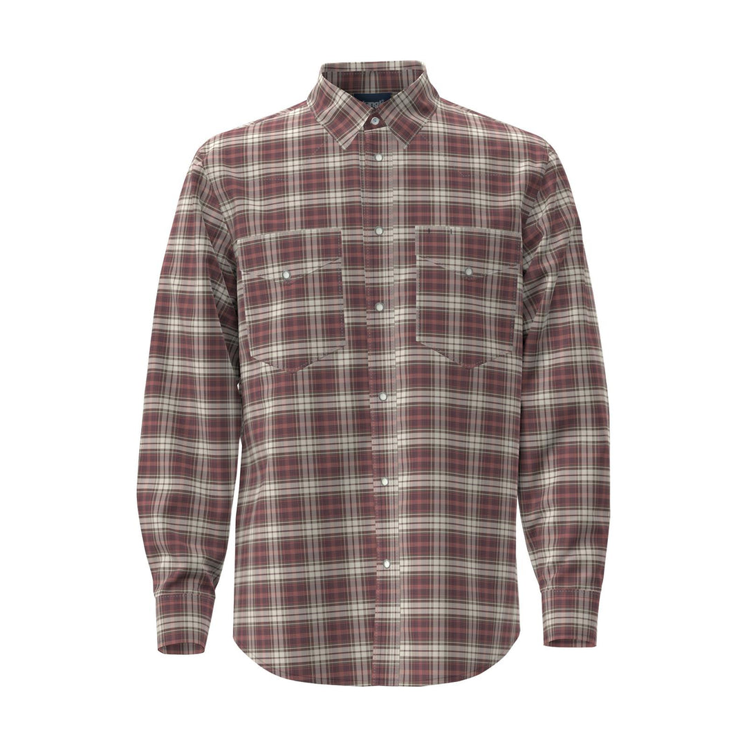 Wrangler® Wrinkle Resist Long Sleeve Shirt - Classic Fit - Red - 112385342