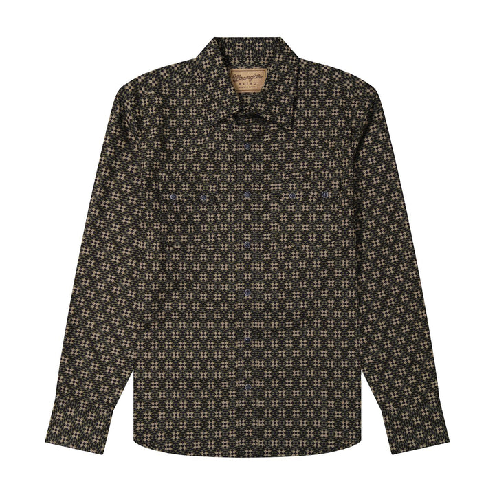 Wrangler Retro® Long Sleeve Shirt - Modern Fit - Black/Brown - 112385601