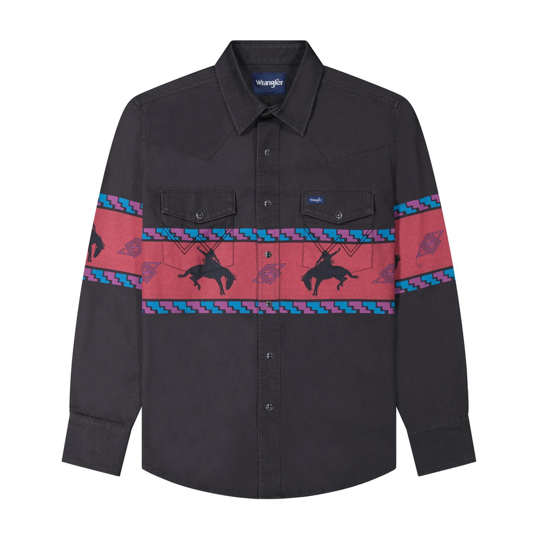 Wrangler® Vintage Inspired Long Sleeve Shirt - Classic Fit - Black - 112385790
