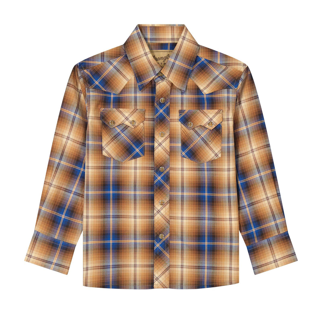 Boys Wrangler Retro® Long Sleeve Shirts - Brown - 112385925