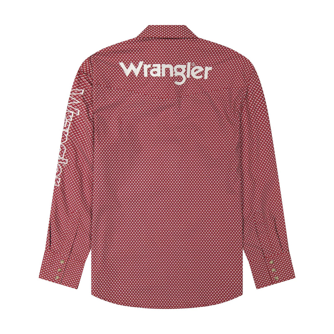 Wrangler® Long Sleeve Logo Shirt - Classic Fit - Snaps - Red - 112385927