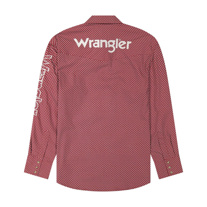 Wrangler® Long Sleeve Logo Shirt - Classic Fit - Snaps - Red - 112385927