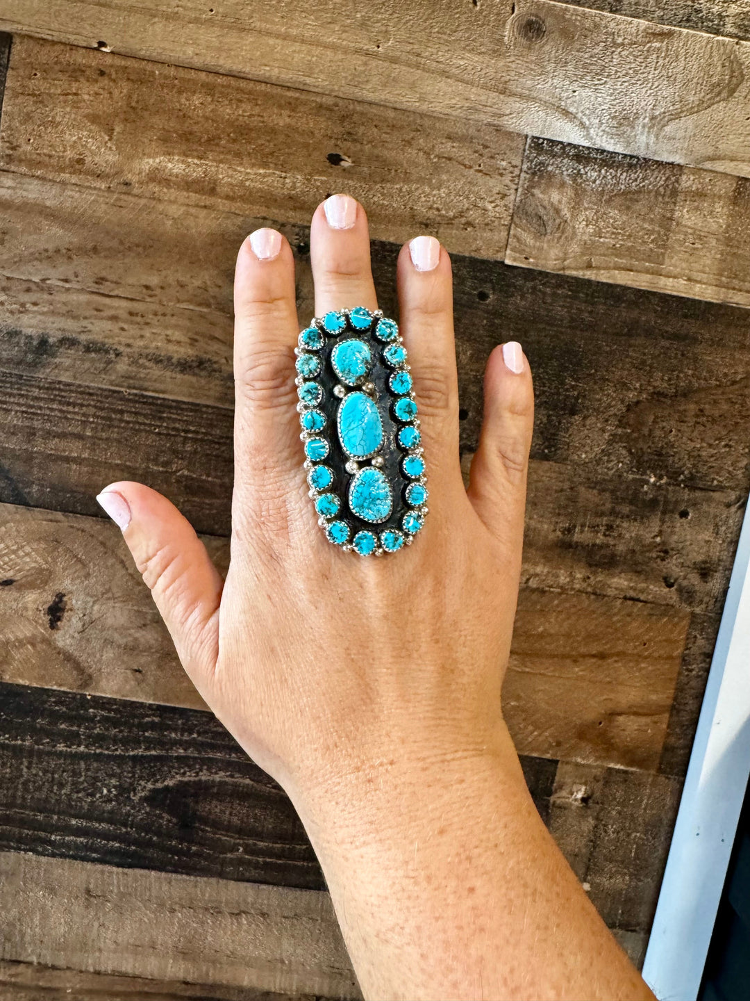 Big Ring - adjustable kingman turquoise ring and sterling silver ring Shopify Collective The Bijoux FAB Jewelry The Bijoux FAB Jewelry