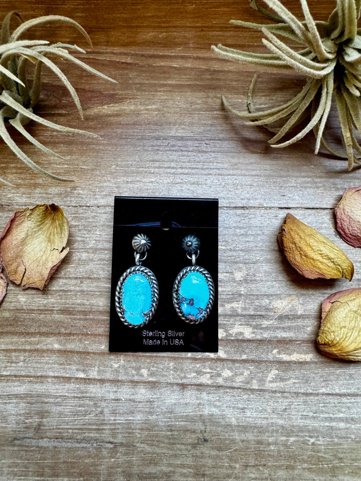 Golden Hill Turquoise Dangle Earrings – Sterling Silver, Post Style, USA Made Earrings Shopify Collective The Bijoux FAB Jewelry The Bijoux FAB Jewelry
