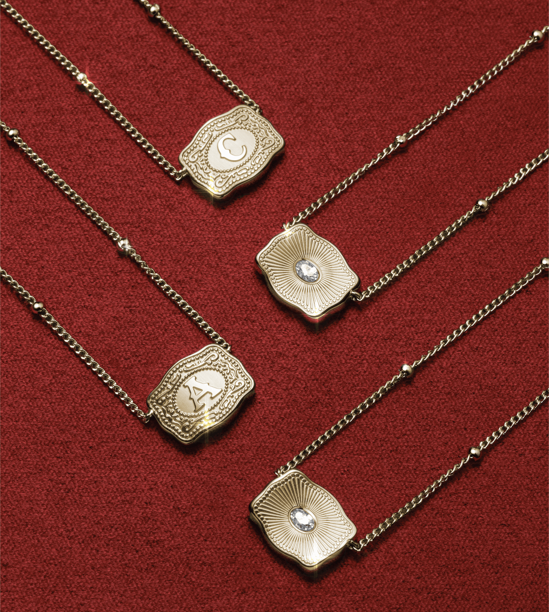 SpurWest Ultra Mini Belt Buckle Necklace (Initial) - Gold SpurWest