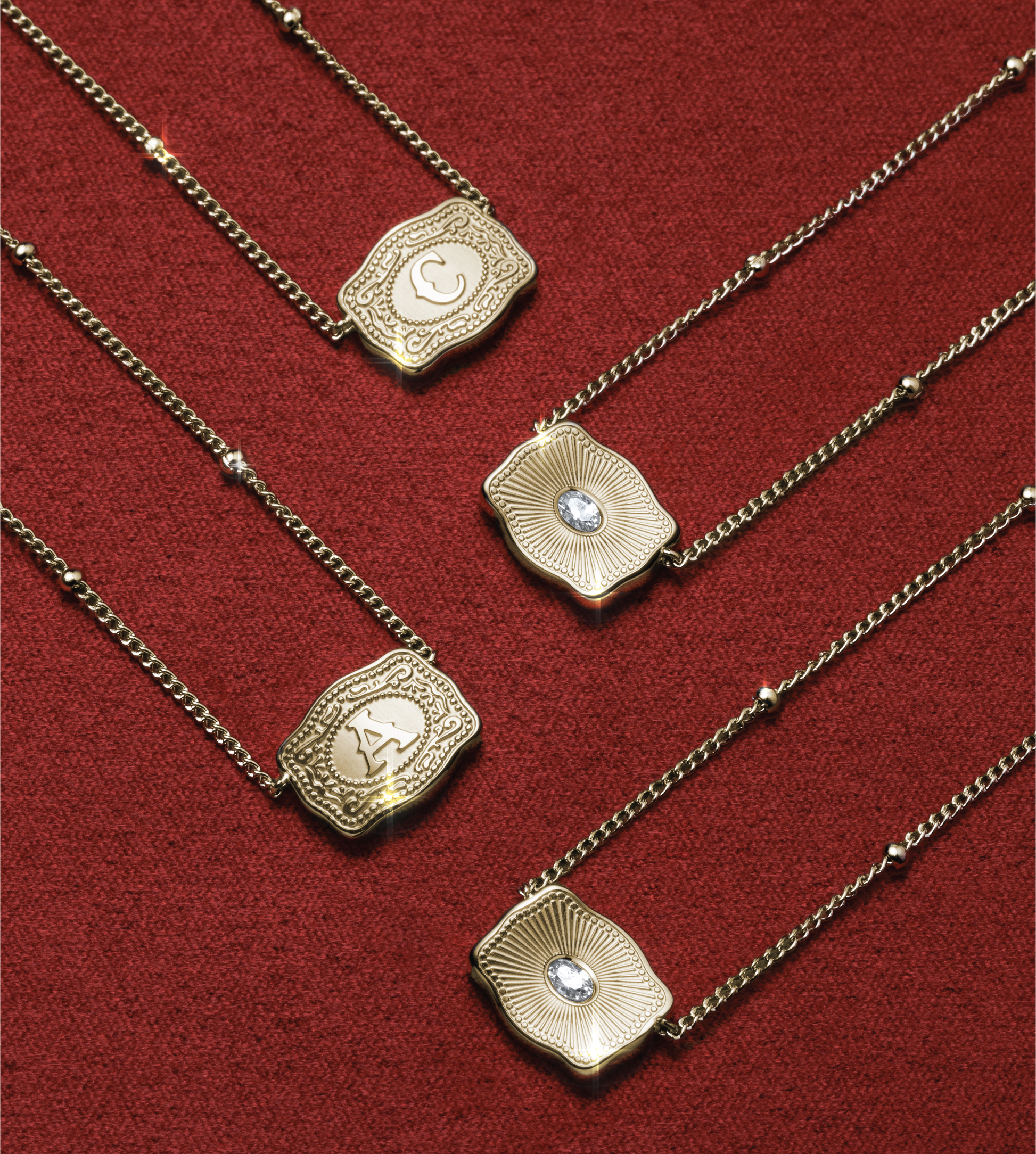 SpurWest Ultra Mini Belt Buckle Necklace (Initial) - Gold SpurWest