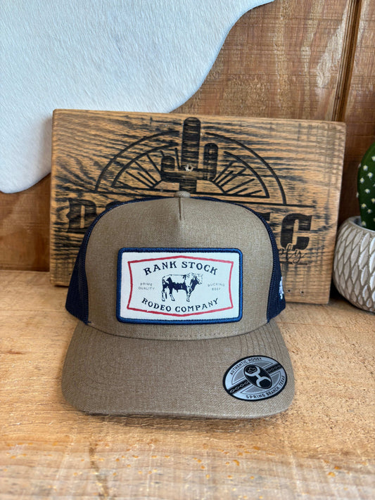 Hooey Rank Stock Trucker Cap Tan/Navy 2561T-TNNV Cap Hooey