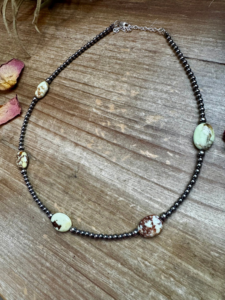 5 Magnesite Lemon Turquoise Choker And Sterling Silver Pearls Necklaces Shopify Collective The Bijoux FAB Jewelry The Bijoux FAB Jewelry